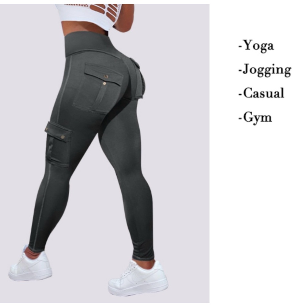 Body Goals Activated; Cargo Leggings (Gray | Size M)
